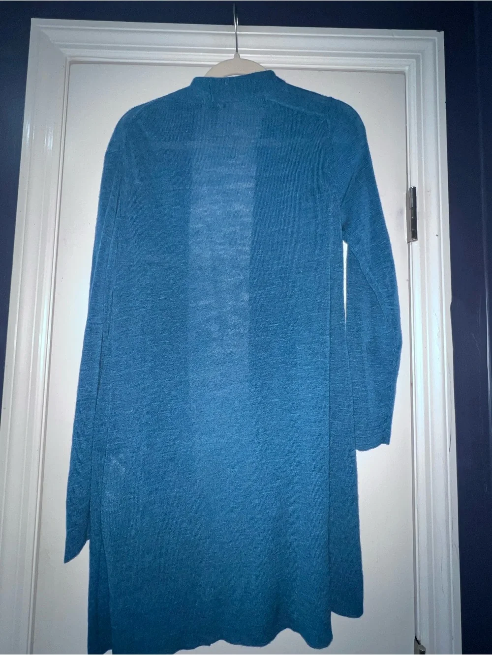 Eileen Fisher Teal Open Drape Long Cardigan - Picture 3 of 4